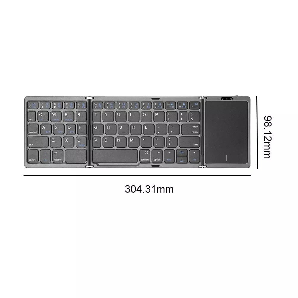 Bluetooth Wireless Rechargeble Folding Keyboard with Touch Pad 64 Keys USB C Charging - Image 7