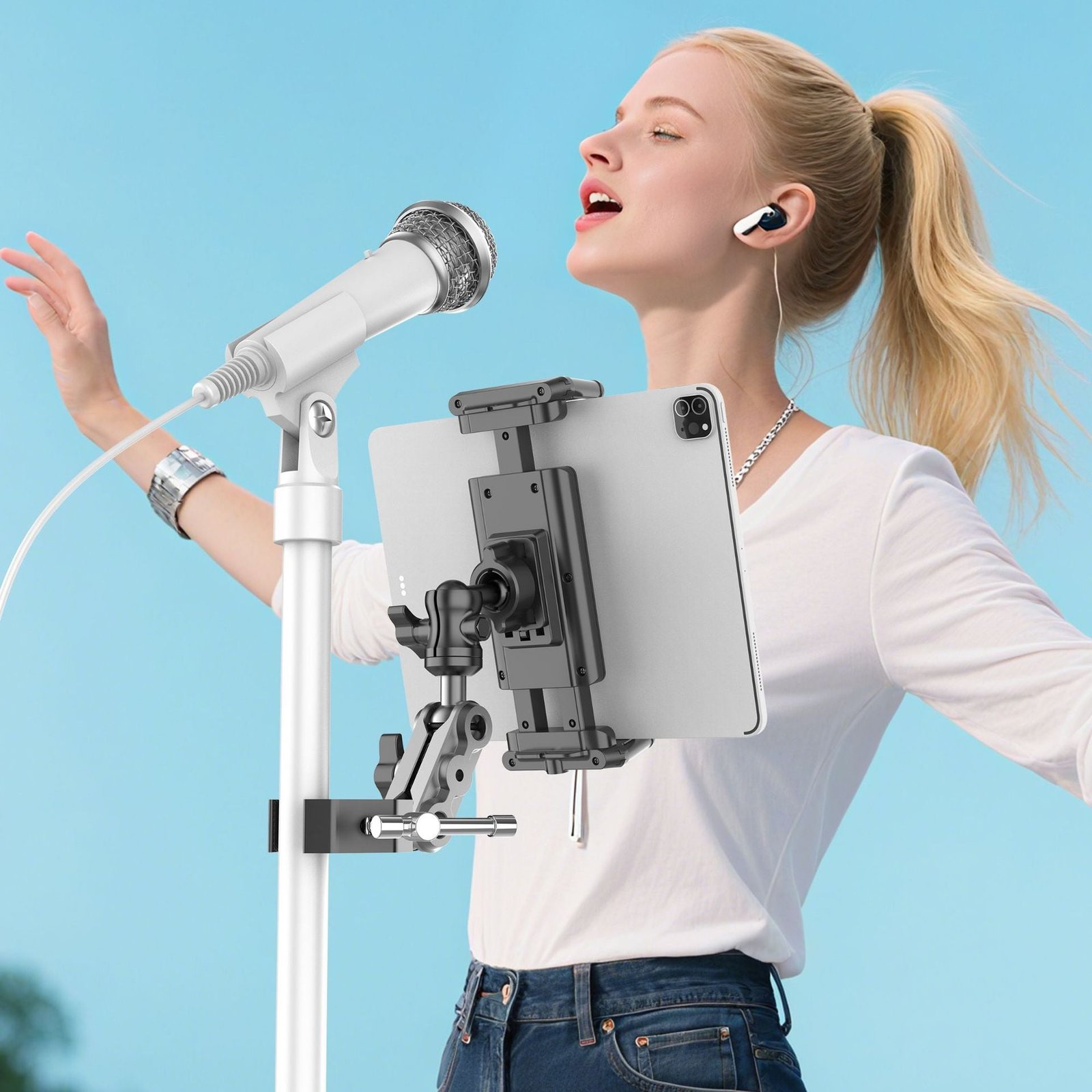 Multi Angle Metal Arm Adjusted for Phone & Tablet Holder with Claw Clamp - Image 11