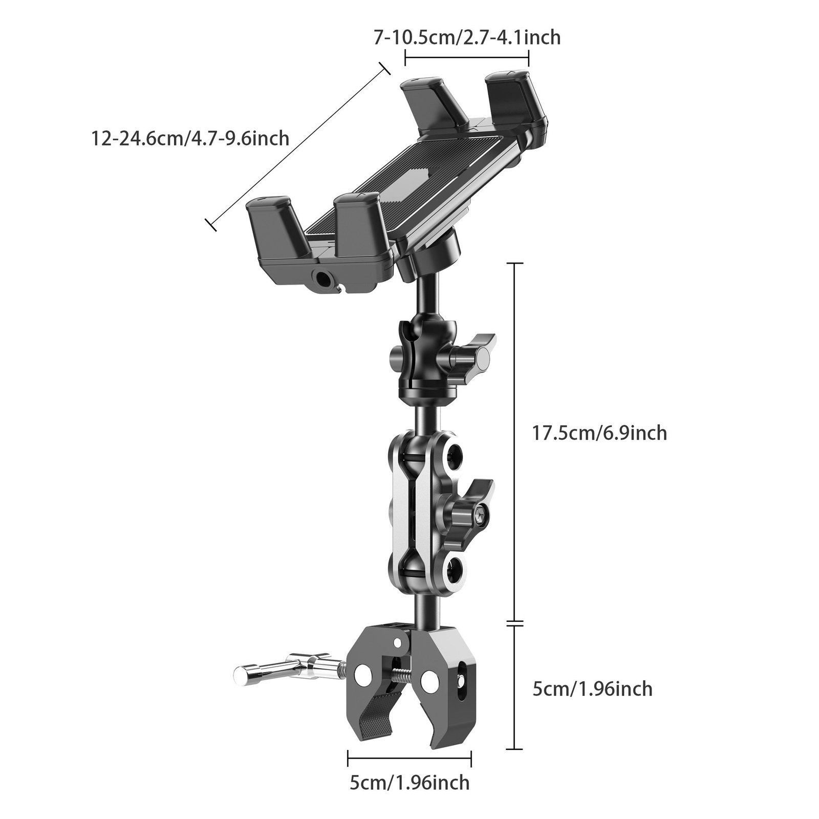 Multi Angle Metal Arm Adjusted for Phone & Tablet Holder with Claw Clamp - Image 4