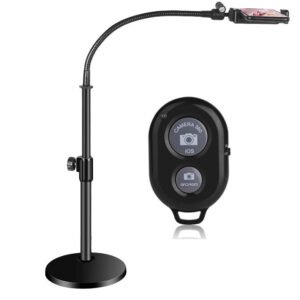 Multipurpose Flexible Goose Neck Phone Desk Stand Holder for Photo Filming with Bluetooth Remote Shutter