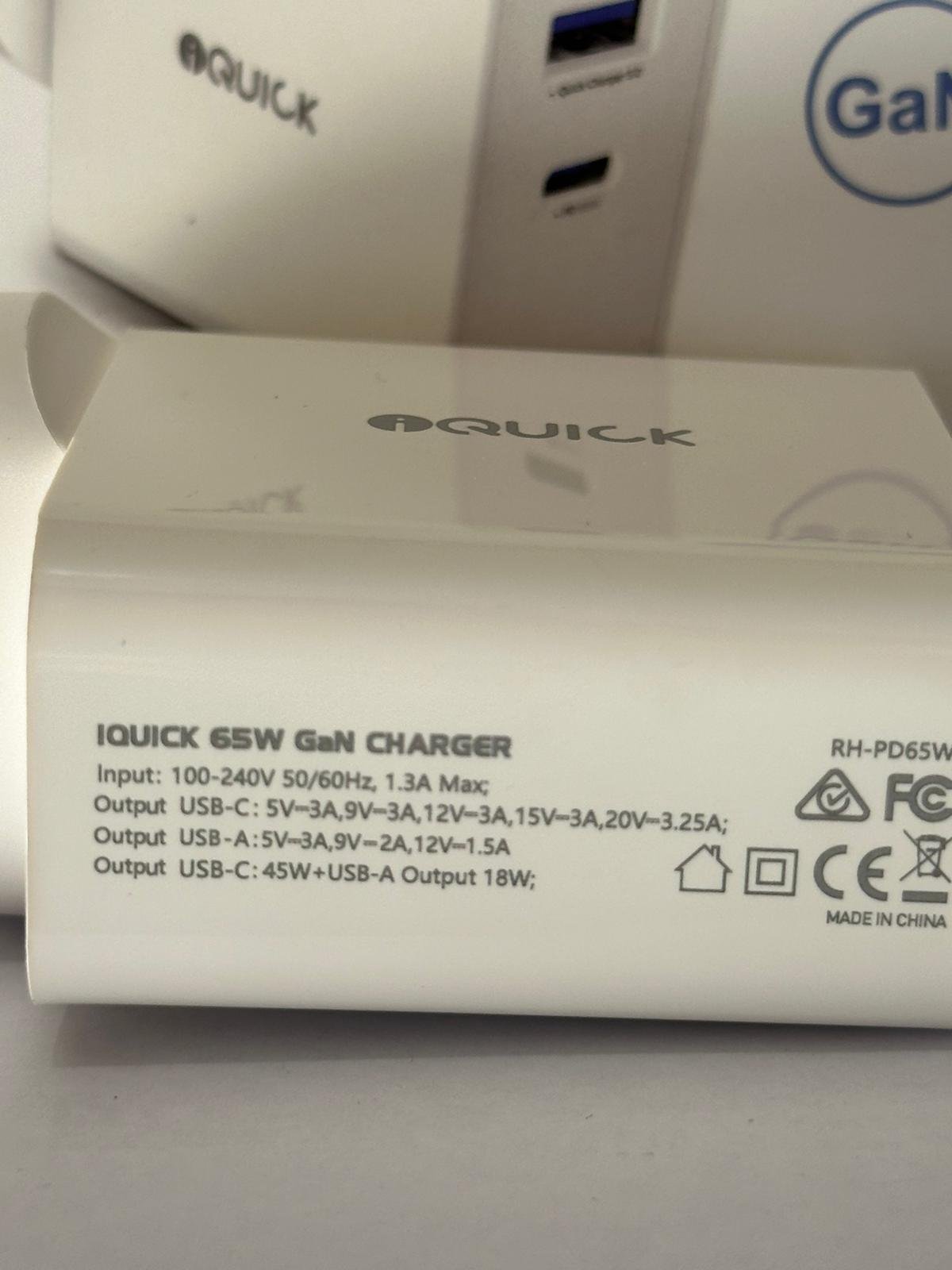 iQuick GaN 65W PD3.0+QC3.0 Fast Charging Adapter for iPhone and Android 1PD Type C & QC 3.0 Port - Image 10
