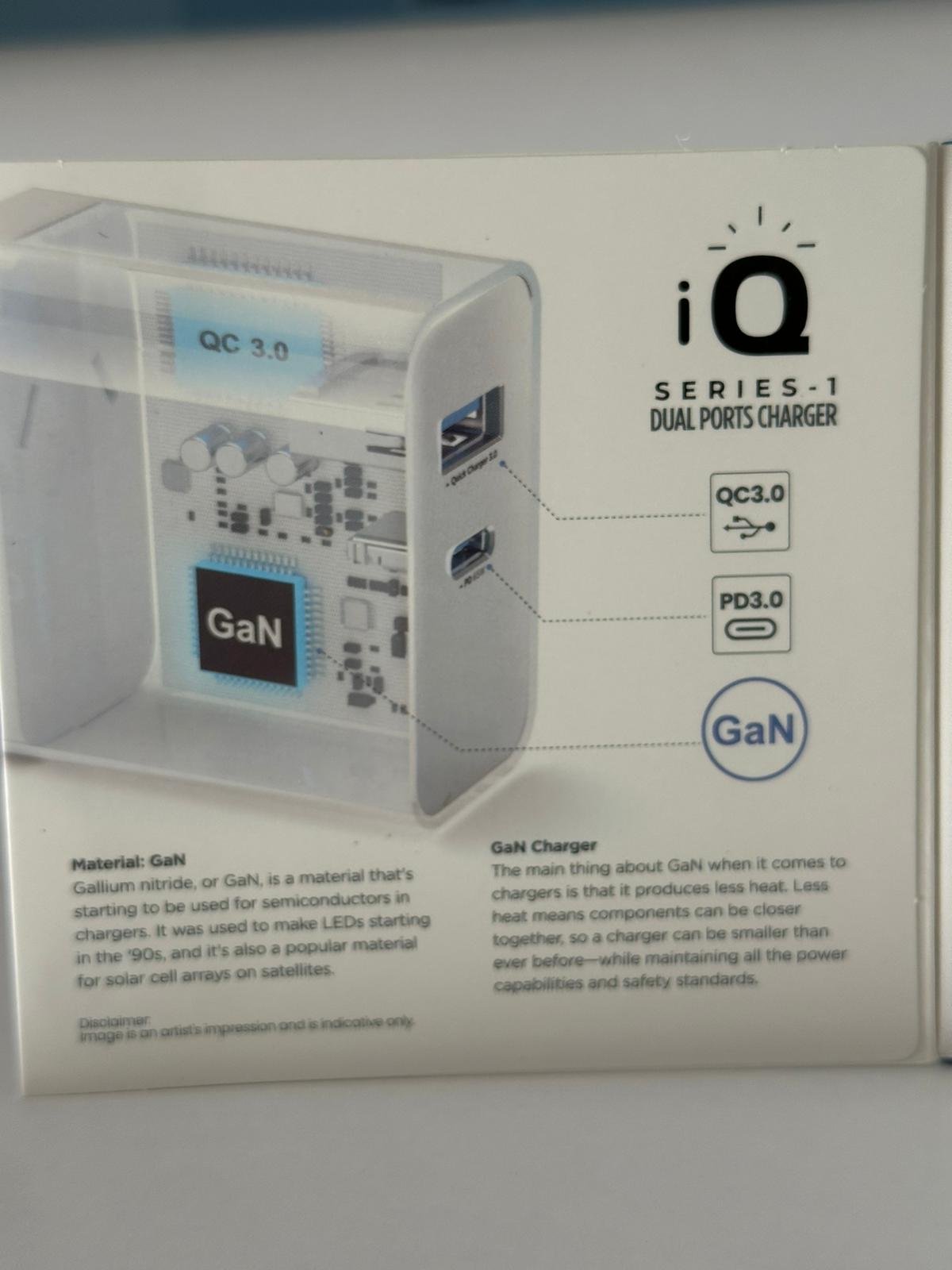 iQuick GaN 65W PD3.0+QC3.0 Fast Charging Adapter for iPhone and Android 1PD Type C & QC 3.0 Port - Image 3