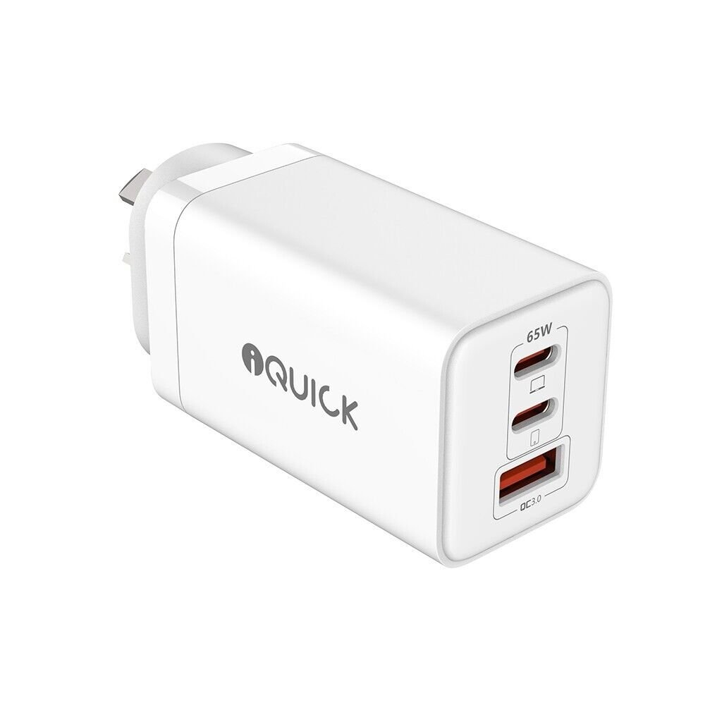 iQuick 65W USB-C Dual Ports Charging Adapter-White For iPhone Tablet Android Laptop - Image 2