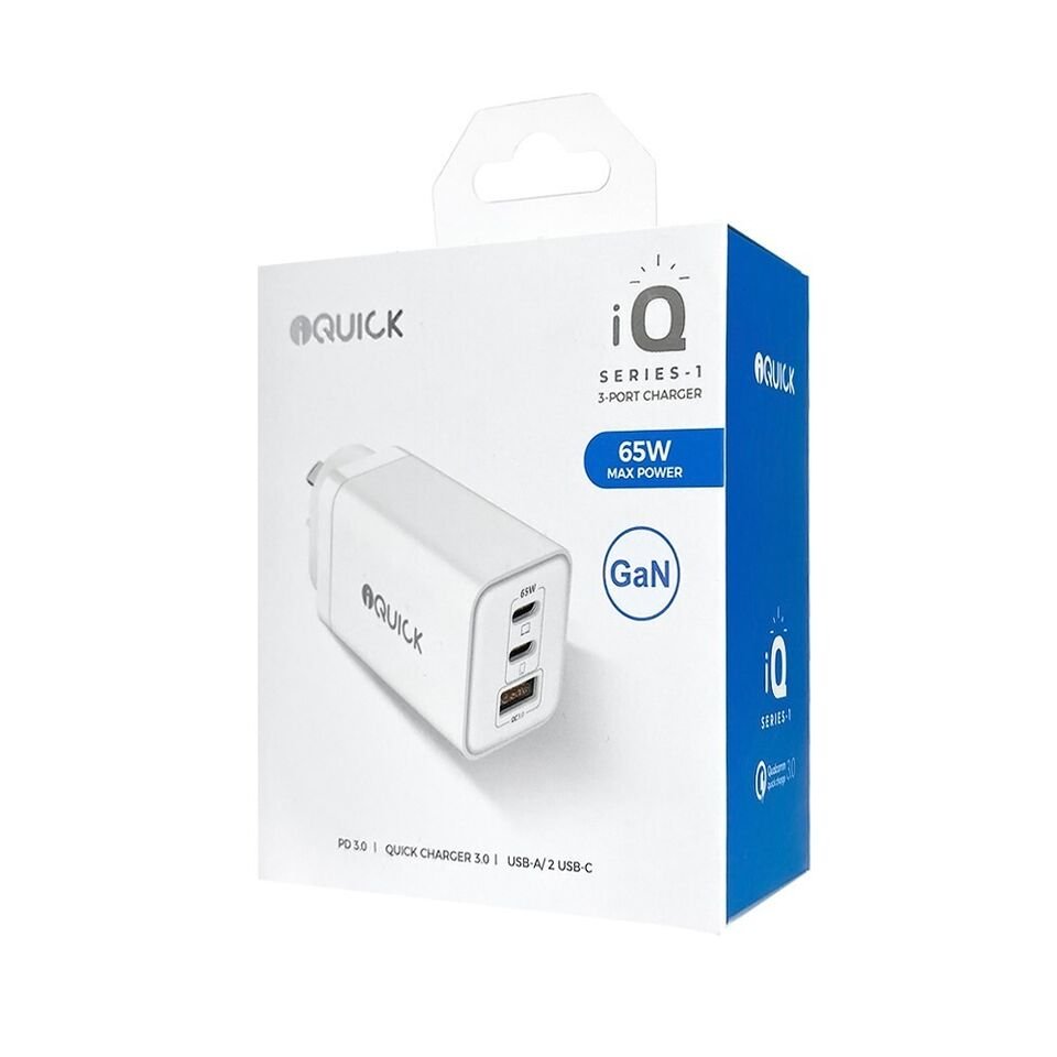 iQuick 65W USB-C Dual Ports Charging Adapter-White For iPhone Tablet Android Laptop - Image 8