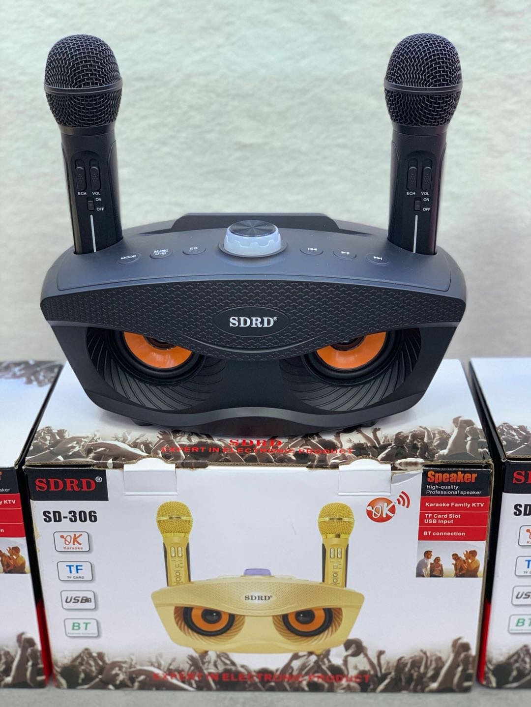 OWL SDRD SD-306 Portable Family Karaoke System Condenser Wireless Stereo Bluetooth Speaker Set With Dual Wireless Microphones - Image 2