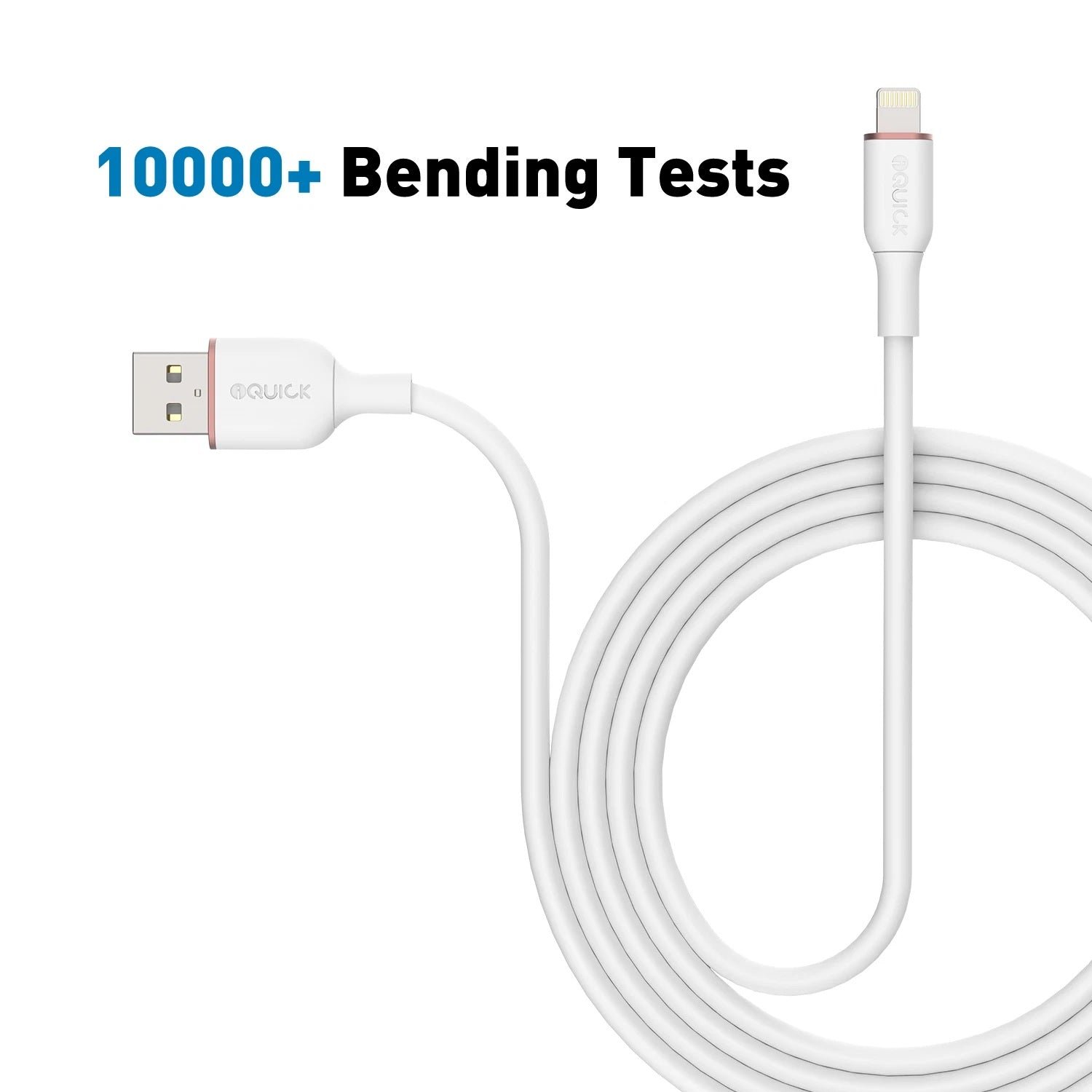iQuick PVC USB-A to Lightning Fast Charging Cable 1M white 2.4A Max - Image 2