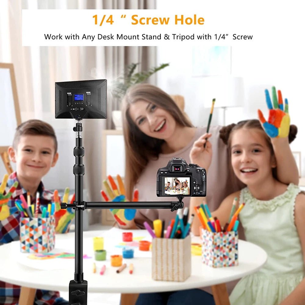 Camera Desk Mount with Auxiliary Holding Boom Arm, Overhead Table C-Clamp Multi Stand - Image 3